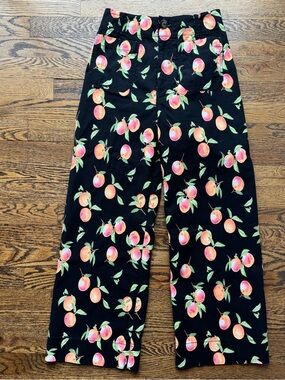 Maeve by Anthropologie The Collette Black Wide Leg Peach Print Pants 26